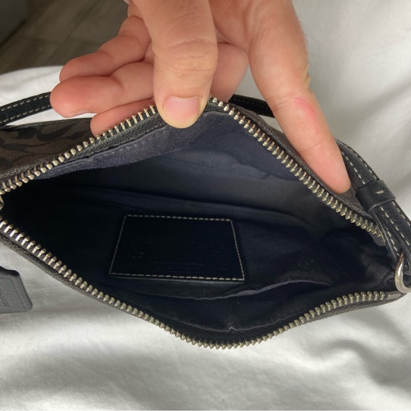 Coach Y2K Black Demi Leather and C Canvas Baguette Mini Shoulder Bag VTG Black - Picture 5 of 6